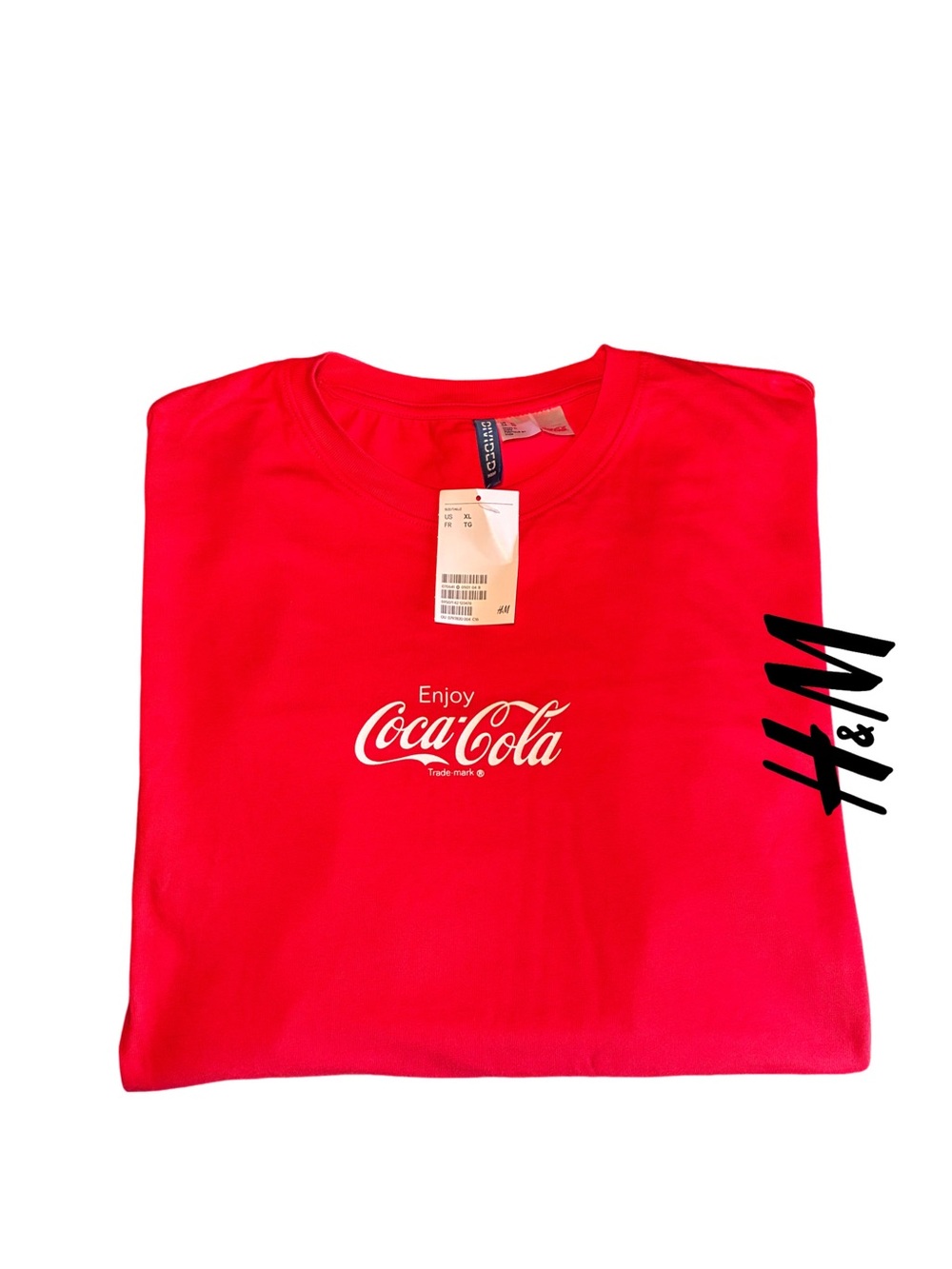 H&M Men’s Coca Cola Logo’d Red Crew Neck Long Sleeve Tee - NWT